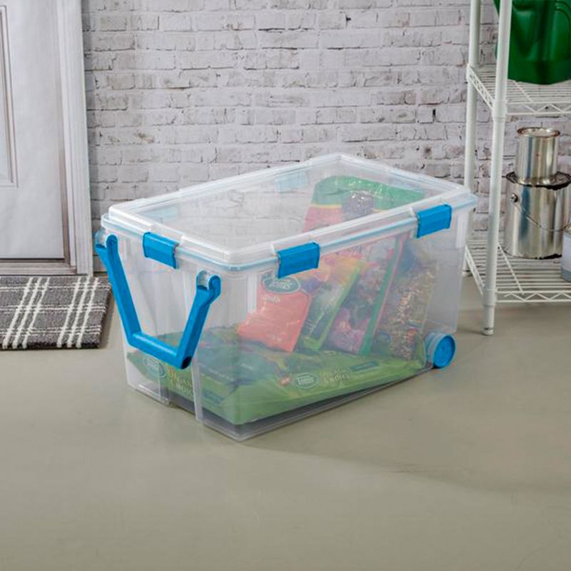 Sterilite 120qrt. Multipurpose Clear Plastic Storage Container Box with Latching Lids and 2 Rear Wheels, 4 of 7