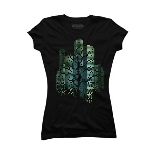 Junior's Design By Humans City Lights and Tree By alnavasord T-Shirt - 1 of 2