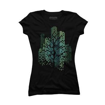 Junior's Design By Humans City Lights and Tree By alnavasord T-Shirt