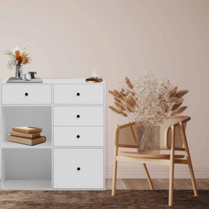 APRILSOUL38.58"Elegant Design Buffet Cabinet Storage Cabinet with Drawers, Suitable for Dining Room, Living Room, White - 1 of 4
