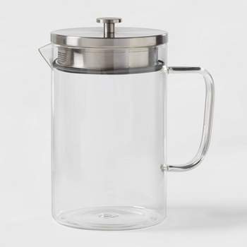 JoyJolt Breeze Glass Drink Water Pitcher with Stainless Steel Lid - 50 oz - Clear