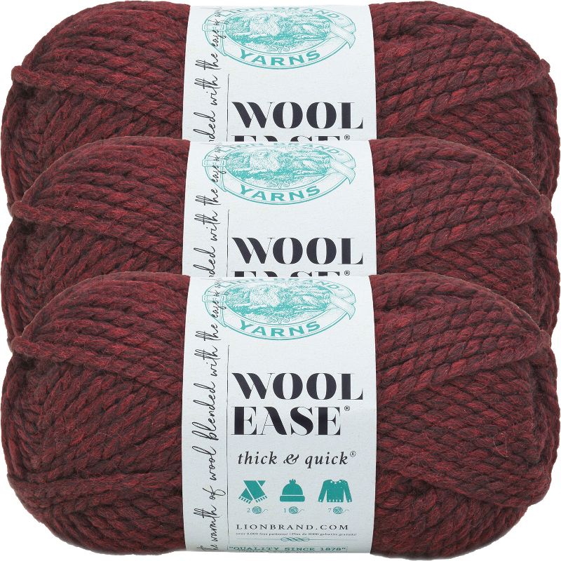 (3 Pack) Lion Brand Wool-Ease Thick & Quick Yarn - Claret, 1 of 4