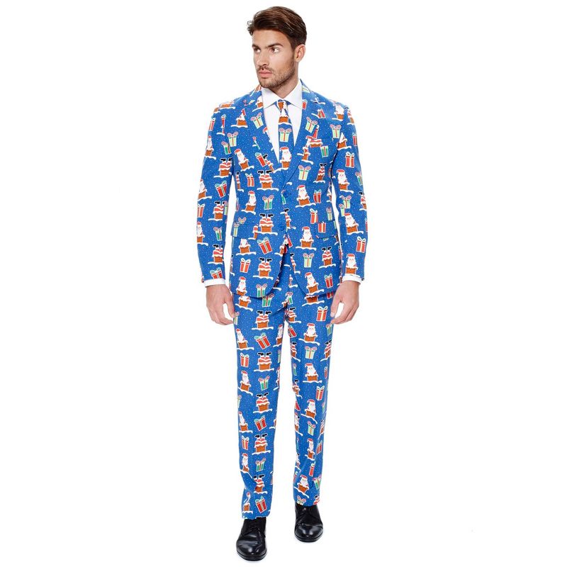 OppoSuits Men's Christmas Suit - Giftmas Eve - Blue, 1 of 5