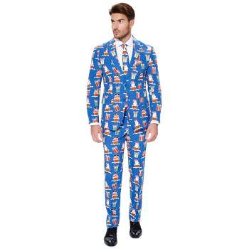 OppoSuits Men's Christmas Suit - Giftmas Eve - Blue