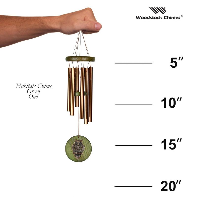 Woodstock Windchimes Habitats Chime Green, Owl, Wind Chimes For Outside, Wind Chimes For Garden, Patio, and Outdoor Décor, 17"L, 5 of 9