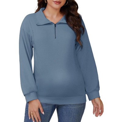 INSPIRE CHIC Women's Nursing Maternity Zipper Shirt Pregnancy Long Sleeves Polo Tops Breastfeeding Sweatshirt