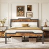 60.2-Inch Queen Size Bed Frame, Industrial Bed Frame With Headboard And Footboard - 2 of 4