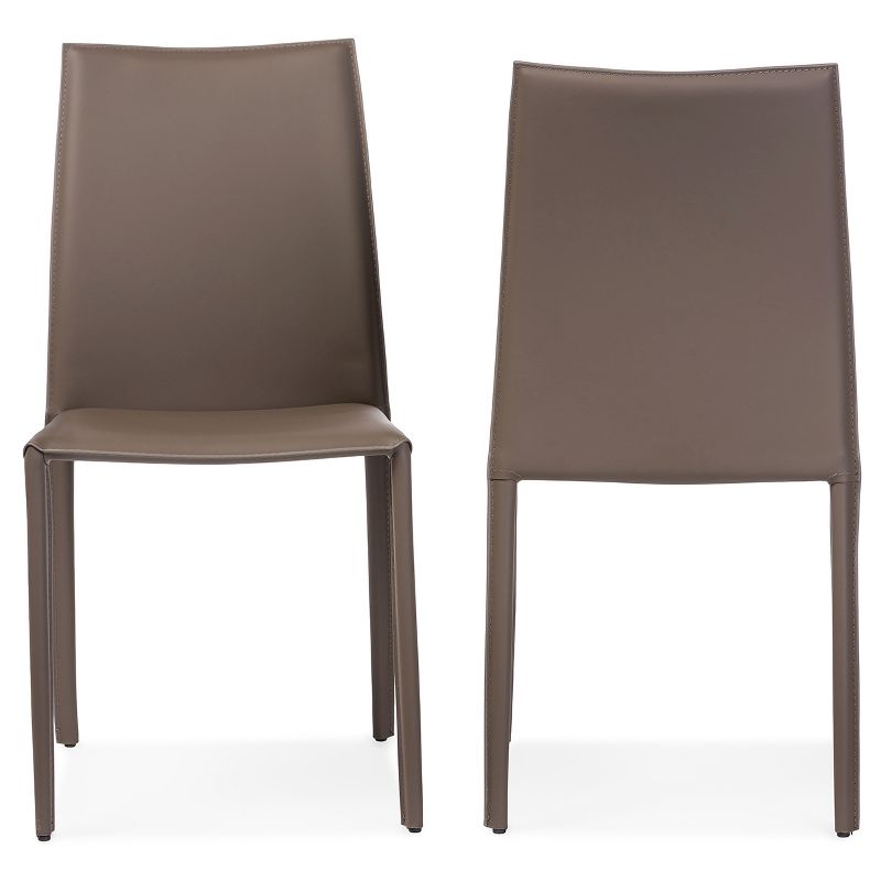 Set of 2 Rockford Modern &#38; Contemporary Taupe Bonded Leather Upholstered Dining Chairs - Baxton Studio, 4 of 6