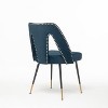 CAVINAS Modern Contemporary Dining Chair Set of 2, Velvet Upholstered Dining Room Chair with Nailheads and Gold-Tipped Black Metal Legs - 4 of 4