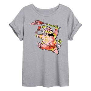 Women's - SpongeBob SquarePants - Tie Dye Patrick Oversized Graphic T-Shirt - 1 of 4
