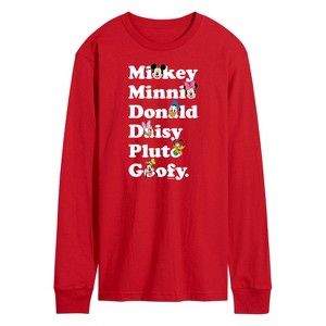 Men's - Disney - Mickey's Character List Long Sleeve Graphic T-Shirt - 1 of 3