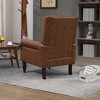 GDFStudio Salome Modern Upholstered and Rubberwood Arm Accent Chair with Wingback and Button Tufted - 3 of 4