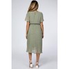 PinkBlush Light Olive Leaf Print Pleated Maternity Midi Dress - 4 of 4