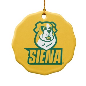 Siena College Primary Logo Porcelain Scalloped Holiday Christmas Tree Ornament  2.8" (7.1 cm) - 1 of 4