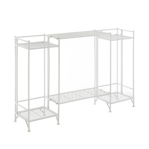 Breighton Home 32.75" Xtra Storage 2 Tier Tall Folding Metal Shelves with Set of 2 Extension Shelves in White - 1 of 4