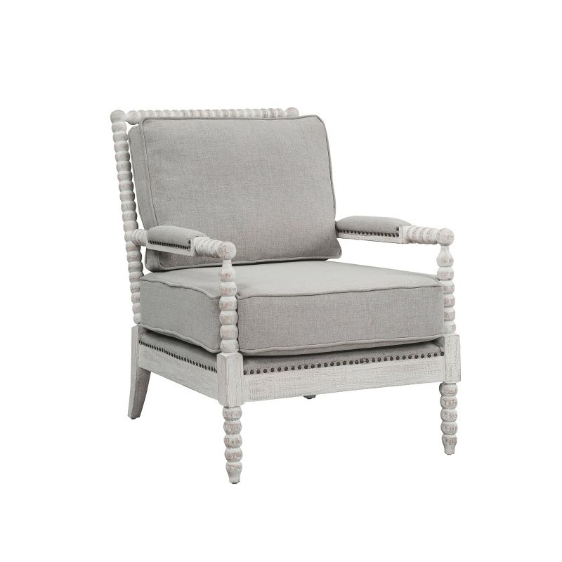 35&#34; Saraid Accent Chair Gray Linen Light Oak Finish - Acme Furniture, 2 of 6