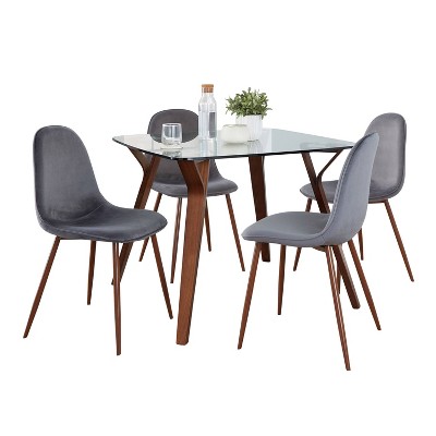 LumiSource 5pc Folia Pebble Dining Set Walnut