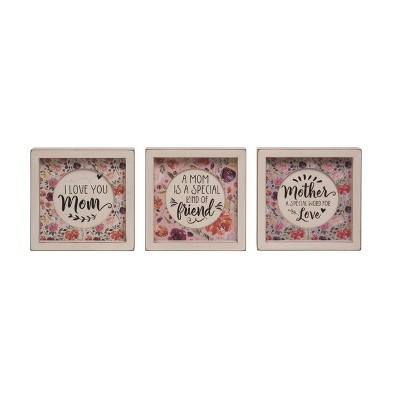 Transpac MDF Cutout Mom Block Decor Set of 3 Multicolored Wall Art for Mother's Day Indoor Decoration Gift
