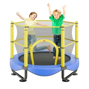 5FT Kids Trampoline with Safety Enclosure Net, Basketball Hoop, Ocean Balls, and Stable Steel Frame for Indoor & Outdoor Play - 1 of 4