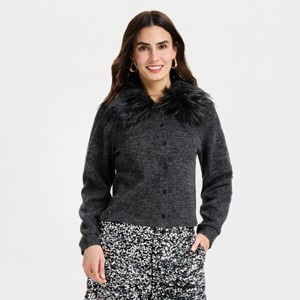 Women's Faux Fur Cardigan - A New Day™ - 1 of 4