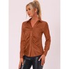 Allegra K Women's Long Sleeve Fashion Point Collar Button Up Satin Blouse - 3 of 4