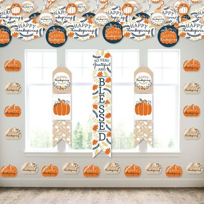 Big Dot of Happiness Happy Thanksgiving - Wall and Door Hanging Decor - Fall Harvest Party Room Decoration Kit