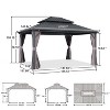 PURPLE LEAF Permanent Hardtop Gazebo Aluminum Frame Gazebo with Galvanized Steel Double Roof, UV-Resistant, Netting & Curtains included - Grey - 2 of 4