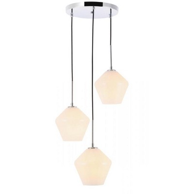 Elegant Lighting Gene 3 light Chrome and Frosted white glass pendant