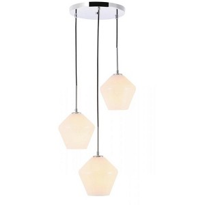 Elegant Lighting Gene 3 light Chrome and Frosted white glass pendant - 1 of 4