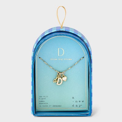 14K Gold Dipped Charm Initial Pendant Necklace - A New Day™ Gold