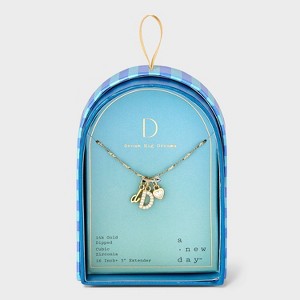 14K Gold Dipped Charm Initial Pendant Necklace - A New Day™ Gold - 1 of 4