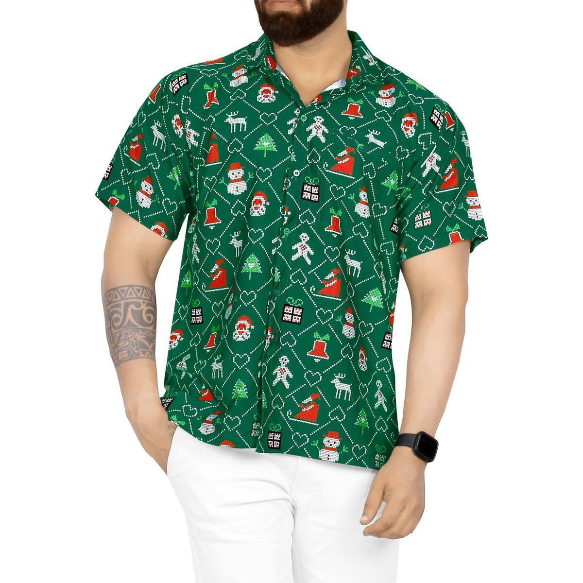 HAPPY BAY Mens Hawaiian Shirts Short Sleeve Button Down Shirt Men's Christmas Party Shirts Casual Holiday Shirts for Men Funny - thumbnail 6