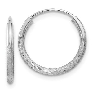 Black Bow Jewelry 1.5mm x 17mm 14k White Gold Satin Diamond-Cut Endless Hoop Earrings - 1 of 4
