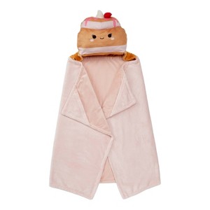 Squishmallows Kids' Hooded Blanket Sawtelle the Strawberry Pancakes - 1 of 4