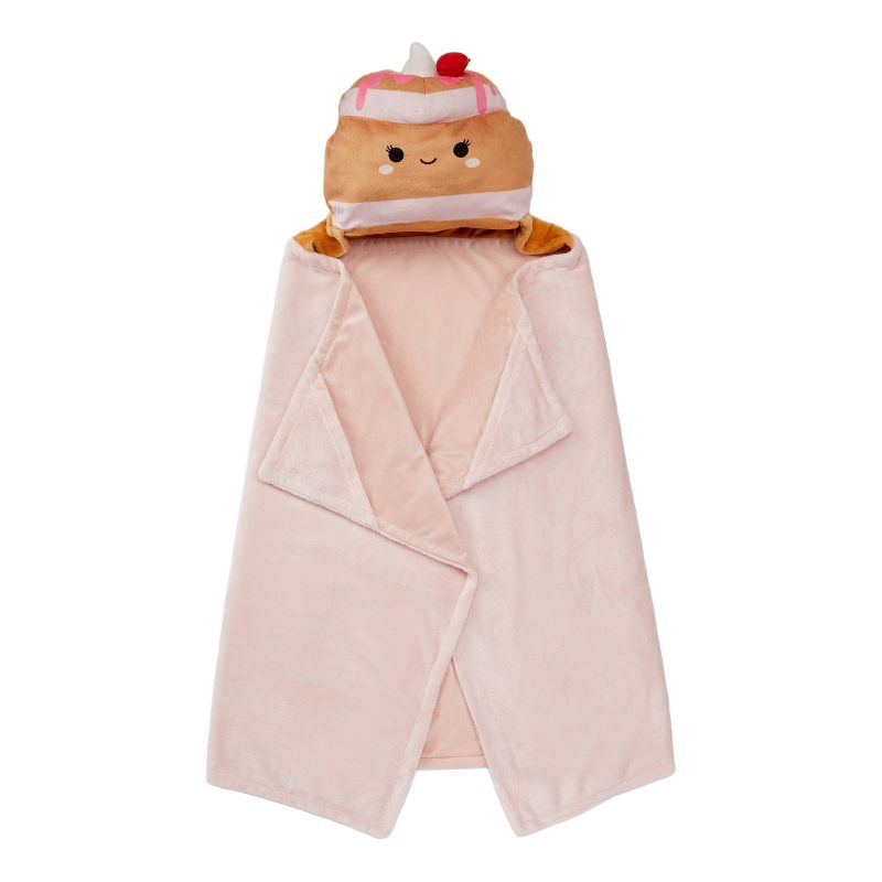 Squishmallows Kids&#39; Hooded Blanket Sawtelle the Strawberry Pancakes, 1 of 6
