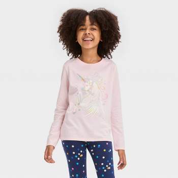 Girls' Long Sleeve 'Unicorn' Graphic T-Shirt - Cat & Jack™ Soft Pink