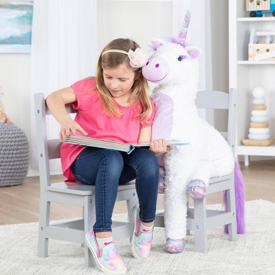 Modern Cool Gray Solid Wood Kids Chair Pair