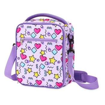 MIER 2 Compartment Kids Small Lunch Box Bag for Boys Girls Toddlers, Adult Leakproof Cooler Insulated Lunch Tote with Shoulder Strap (Pink Flower)