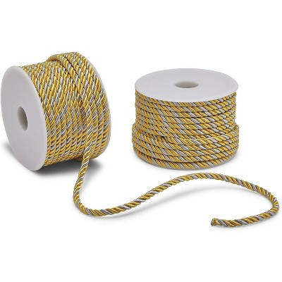 Bright Creations 2 Pack Gold and Silver Nylon Braided Twisted Cord Trim Rope for Arts and Crafts (18 Yards, 0.2 in)