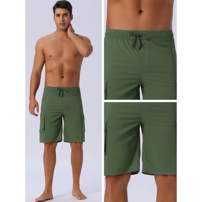 Мужские брюки INSPIRE CHIC Men's Drawstring Waist Solid Side Pockets Lining Cargo Swim Trunks 34 Black — фото 4