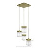 Toltec Lighting Nouvelle 4 - Light Pendant in  New Aged Brass with 4" Square White Muslin Shade - 2 of 2