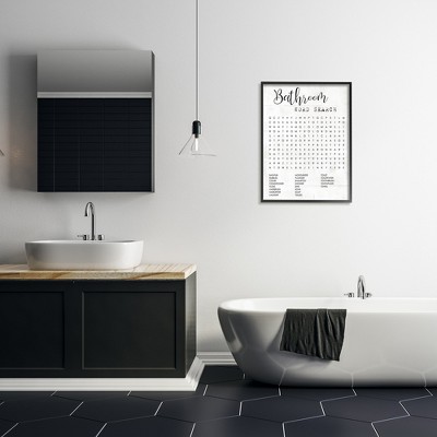 Black Framed Bathroom Word Search Canvas Art for Kids, 24 x 30