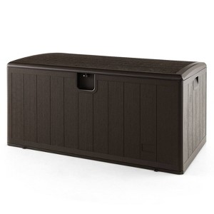 WELLFOR 130 gal Waterproof Outdoor Storage Deck Box Brown - 1 of 4