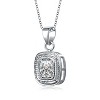 Guili Sterling Silver White Gold Plated Cubic Zirconia Square Drop Pendant for a Stunning and Contemporary Style, Perfect for Any Wardrobe - 2 of 3