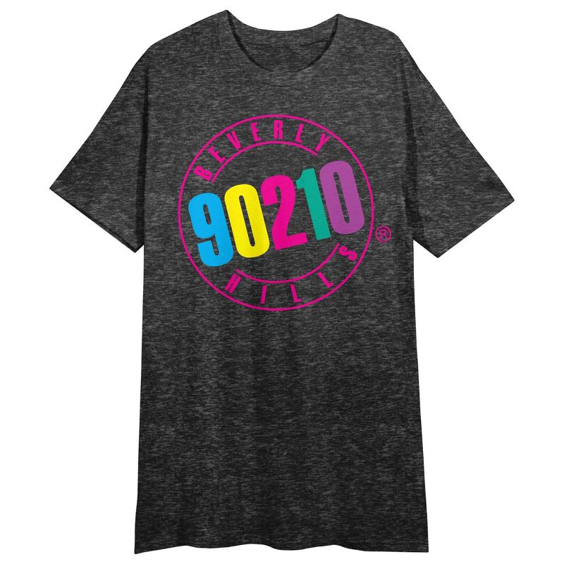 Beverly Hills, 90210 Title Logo Women's Black Heather Short Sleeve Sleep Shirt, 1 of 3