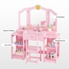 Karl Home Kids Vanity Table and Chair Set, 2 in 1 Girls Vanity Storage Cabinet w/Tri-Folding Mirror - 3 of 4
