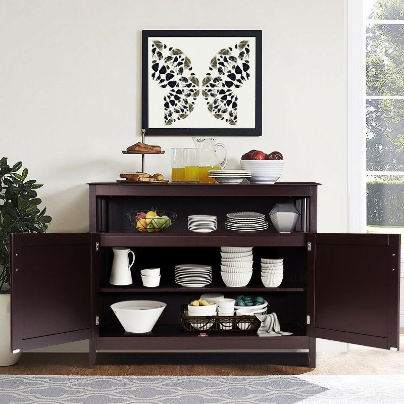 Costway Modern Kitchen Storage 36" Height Cabinet Buffet Server Table Sideboard Dining Wood Brown, 5 of 8