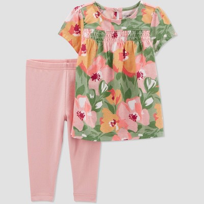 Carter's Just One You® Baby Girls' Floral Short Sleeve Top & Bottom Set - 6M