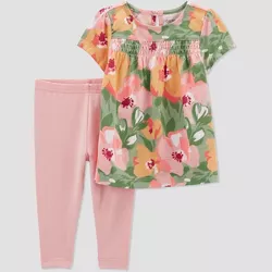 Carter's Just One You® Baby Girls' Floral Short Sleeve Top & Bottom Set