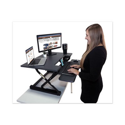 Victor High Rise Height Adjustable Standing Desk with Keyboard Tray, 31" x 31.25" x 5.25" to 20", Gray/Black